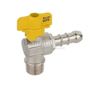 Rubinetto Gas a Squadra Portagomma M.1/2" x 14 Metano