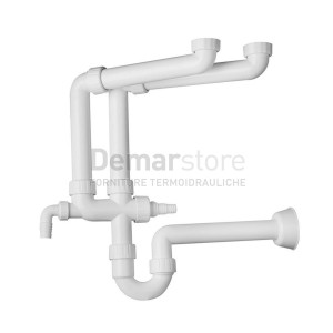 Sifone Lavello a 2 Vie in PVC 1"1/2 x Ø40 | Salvaspazio | Praktik2