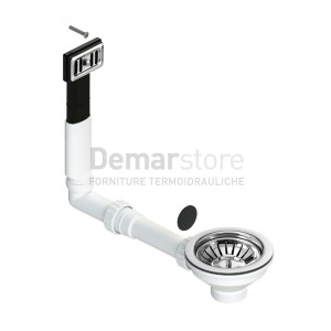 Piletta Lavello Basket Cestello Ø114 e Troppo Pieno Rettangolare | Diam. 1"1/2