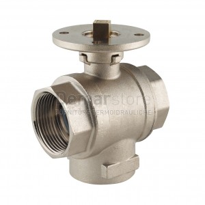 Corpo Valvola De Pala Ottone | 3 Vie | Deviatrice a "T" | F 1" | Attacco ISO 5211 = F3 Q09 | 613TI