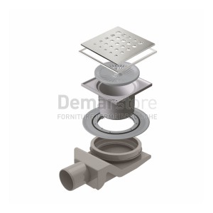 Piletta Doccia a Pavimento con Chiusino in Acciaio | Fori Tondi | cm.15x15