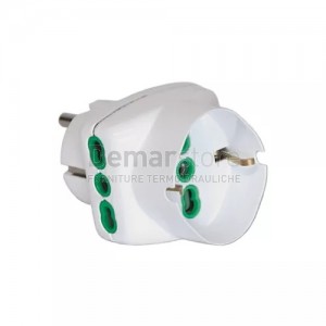Adattatore Triplo Schuko + Schuko 16A - T 2 Poli Bipasso