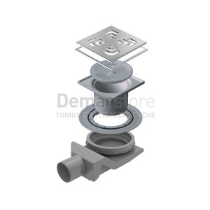 Piletta Doccia a Pavimento con Chiusino in Acciaio | Fori Angoli | cm.15x15