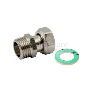 Codolo in Ottone Nichelato con Calotta Girevole e Guarnizione Piana | MF 1"x1"