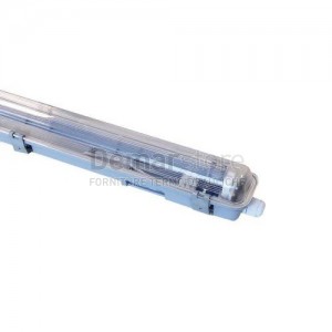 Plafoniera per Tubo LED in Policarbonato G13 | IP65 | 1x18 | cm. 126,5 x 7,2 H.8,6