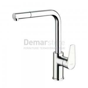 Miscelatore FEV | Serie Line | Lavello Cucina Pull Out con Doccia Estraibile | Cromo | LN0660/1CR