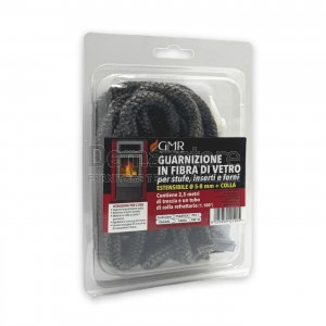 Kit Guarnizione in Fibra per Stufe e Camini + Colla 1100° | Mt. 2,5 | Estensibile Ø 9-12 mm