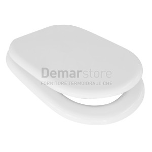 Sedile WC per Vaso in Ceramica | Forma 6 | Cerniere Tipo A | Lungh. 47.3 cm | Largh. 36 cm