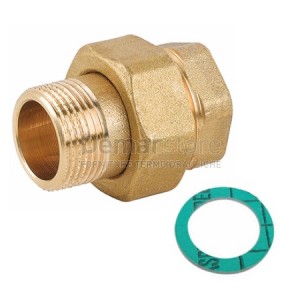 Bocchettone in Ottone Giallo | Diritto con Sede Piana | MF | Diam. 1/2"